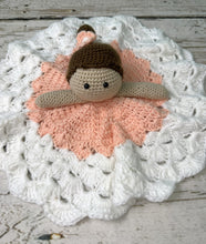 Load image into Gallery viewer, Crochet Doll Ballerina Lovey Blanket Baby or Toddler / Girl Lovey / Peach White
