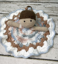 Load image into Gallery viewer, Crochet Doll Ballerina Lovey Blanket Baby or Toddler / Girl Lovey / Blue Rust
