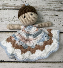Load image into Gallery viewer, Crochet Doll Ballerina Lovey Blanket Baby or Toddler / Girl Lovey / Blue Rust

