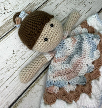 Load image into Gallery viewer, Crochet Doll Ballerina Lovey Blanket Baby or Toddler / Girl Lovey / Blue Rust
