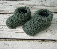 Load image into Gallery viewer, Sage Green Baby Booties / Baby Boy Shoes

