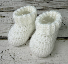 Load image into Gallery viewer, White Baby Boy or Girl Booties / Baby Shoes Neutral
