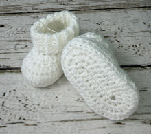 Load image into Gallery viewer, White Baby Boy or Girl Booties / Baby Shoes Neutral
