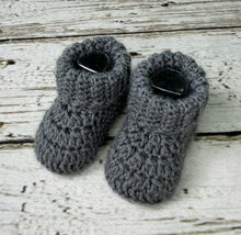 Load image into Gallery viewer, Gray Baby Boy or Girl Booties / Baby Shoes Neutral
