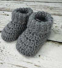 Load image into Gallery viewer, Gray Baby Boy or Girl Booties / Baby Shoes Neutral
