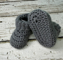 Load image into Gallery viewer, Gray Baby Boy or Girl Booties / Baby Shoes Neutral
