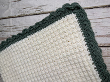 Load image into Gallery viewer, Crochet Baby Blanket / Neutral Baby Blanket / Sage Green Cream
