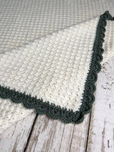 Load image into Gallery viewer, Crochet Baby Blanket / Neutral Baby Blanket / Sage Green Cream

