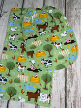 Load image into Gallery viewer, Baby Shower Gift Set / Burp Cloth Bib Set / Baby Gift Neutral / Farm Animals

