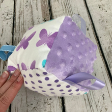 Load image into Gallery viewer, Fabric Sensory Baby Block / Butterfly Bliss / Baby Toy / Rattle / Crinkle Toy
