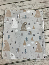 Load image into Gallery viewer, Baby Boy Receiving Blanket Burp Cloth Bib Woodland Animals Bears / Baby Boy Shower Gift Set
