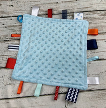 Load image into Gallery viewer, Baby Boy Minky Tag Blanket Woodland Animals  / Lovey / Baby Shower Gift
