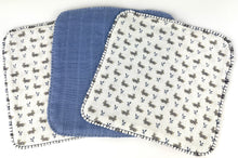Load image into Gallery viewer, Luxurious Baby Washcloths Muslin Gauze Set of 3 Blue Bunnies / Baby Boy Gift
