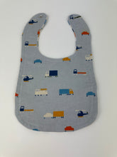 Load image into Gallery viewer, Baby Boy Blanket Bib Burp Cloth Set Trucks / multi color checkered / Baby Boy Shower Gift
