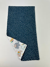 Load image into Gallery viewer, Baby Blanket Burp Cloth Bib Neutral New Baby flourish Animals / Blue White Dot / Baby Shower Gift / gender neutral
