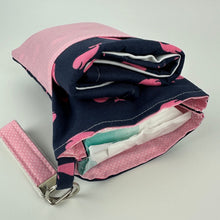 Load image into Gallery viewer, Diaper Clutch Changing Pad Pouch / Pink Blue Whales / Small Travel Diaper Bag / New Mom Baby Gift / Baby Girl Gift
