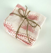 Load image into Gallery viewer, Luxurious Baby Washcloths Muslin Gauze Set of 3 Pink Rainbows / Baby Girl Gift
