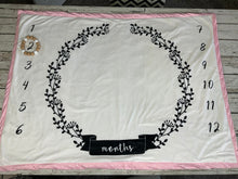 Load image into Gallery viewer, Baby Milestone Blanket / Baby Girl Milestone Blanket / Baby Photo Blanket / Monthly Baby Blanket / Baby Shower Gift

