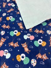 Load image into Gallery viewer, Baby Blanket Neutral Bears Balloons / Baby Shower Gift / gender neutral
