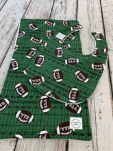 Load image into Gallery viewer, Baby Boy Bib Burp Cloth Set / Football Baby Bib / Football Burp Cloth / Sports Nursery / Baby Shower Gift
