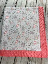 Load image into Gallery viewer, Baby Girl Minky Blanket / Woodland Animals Baby Blanket / baby shower gift / Nature Vibes Collection
