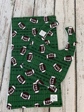 Load image into Gallery viewer, Baby Boy Bib Burp Cloth Set / Football Baby Bib / Football Burp Cloth / Sports Nursery / Baby Shower Gift
