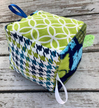 Load image into Gallery viewer, Baby Boy Fabric Sensory Baby Block Hippos / baby boy shower gift / Baby Toy / Rattle / Crinkle Toy
