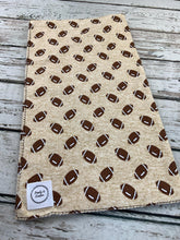 Load image into Gallery viewer, Baby Boy Swaddle Blanket Hat Set / Football Swaddle Blanket Hat / Stretchy Knit Baby Blanket Hat / Baby Shower Gift / Newborn Photo Set
