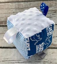 Load image into Gallery viewer, Baby Boy Fabric Sensory Block Detroit Lions / baby shower gift / Baby Toy / Rattle / Crinkle Toy
