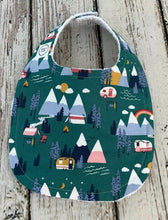 Load image into Gallery viewer, Baby Boy Bib Burp Cloth Gift Set / Baby Bib Burp Cloth Camping Mountains / Baby Shower Gift

