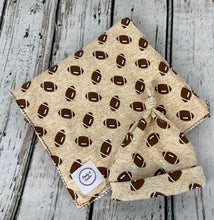 Load image into Gallery viewer, Baby Boy Swaddle Blanket Hat Set / Football Swaddle Blanket Hat / Stretchy Knit Baby Blanket Hat / Baby Shower Gift / Newborn Photo Set
