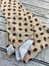 Load image into Gallery viewer, Baby Boy Swaddle Blanket Hat Set / Football Swaddle Blanket Hat / Stretchy Knit Baby Blanket Hat / Baby Shower Gift / Newborn Photo Set
