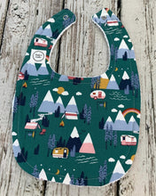 Load image into Gallery viewer, Baby Boy Bib Burp Cloth Gift Set / Baby Bib Burp Cloth Camping Mountains / Baby Shower Gift
