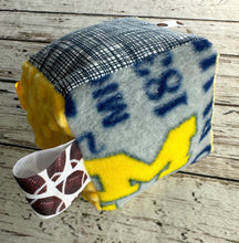 Load image into Gallery viewer, Baby Boy Fabric Sensory Block U of M / University of Michigan baby / Wolverines baby / baby shower gift / Baby Toy / Rattle / Crinkle Toy
