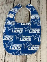 Load image into Gallery viewer, Baby Boy Bib Burp Cloth Gift Set Detroit Lions  / Detroit Lions Baby Bib / Football Bib / Baby Shower Gift
