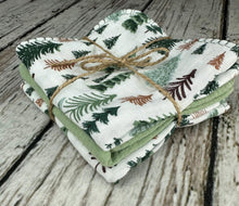 Load image into Gallery viewer, Luxurious Baby Washcloths Muslin Gauze Set of 3 Green Trees / Neutral Baby Gift
