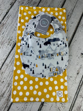 Load image into Gallery viewer, Baby Boy Bib Burp Cloth Set / Baby Bib Burp Cloth Adventure Mountains / Baby Shower Gift Set
