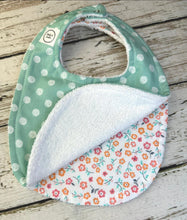 Load image into Gallery viewer, Baby Shower Gift Bib Set / Set of 2 Bibs / Baby Girl Bib Set / Pink Green Floral
