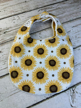 Load image into Gallery viewer, Baby Shower Gift Bib Set / Set of 2 Bibs / Baby Girl Bib Set / Sunflower Plaid
