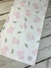 Load image into Gallery viewer, Baby Shower Gift Set / Burp Cloth Bib Set / Baby Girl Gift / Pigs
