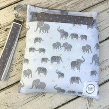 Load image into Gallery viewer, Diaper Clutch Changing Pad Pouch / Elephant Diaper Bag / Small Travel Diaper Bag / Baby Shower Gift / Baby Boy Gift
