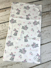 Load image into Gallery viewer, Baby Shower Gift Set / Baby Girl Burp Cloth Set / Pink Bunny Burp Cloth / Pink Floral Baby Set
