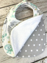 Load image into Gallery viewer, Baby Shower Gift Bib Set / Set of 2 Bibs / Neutral Bib Set / Mint Green Animals
