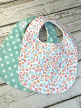 Load image into Gallery viewer, Baby Shower Gift Bib Set / Set of 2 Bibs / Baby Girl Bib Set / Pink Green Floral
