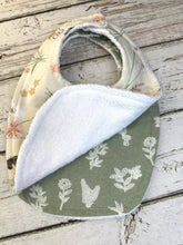 Load image into Gallery viewer, Baby Shower Gift Bib Set / Set of 2 Bibs / Baby Girl Bib Set / Butterfly Bee Sage Floral
