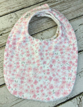 Load image into Gallery viewer, Baby Shower Gift Bib Set / Set of 2 Bibs / Baby Girl Bib Set / Pink White Floral Little One / Blush Meadow
