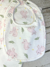 Load image into Gallery viewer, Baby Shower Gift Set / Burp Cloth Bib Set / Baby Girl Gift / Pigs
