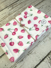 Load image into Gallery viewer, Baby Shower Gift Set / Baby Girl Burp Cloth Set / Strawberries Burp Cloth Set
