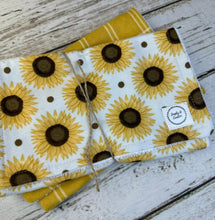Load image into Gallery viewer, Baby Shower Gift Set / Baby Girl Burp Cloth Set / Sunflower Baby Burp Cloth
