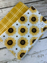 Load image into Gallery viewer, Baby Shower Gift Set / Baby Girl Burp Cloth Set / Sunflower Baby Burp Cloth
